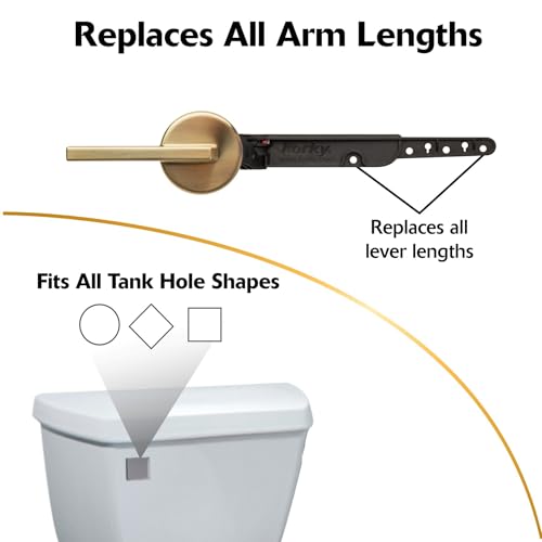 Korky StrongARM Metal Toilet Handle and Lever - Universal to Fit Front, Angled, Side, Left, and Right Mount Toilets - Contemporary Style in Brushed Gold - Image 4
