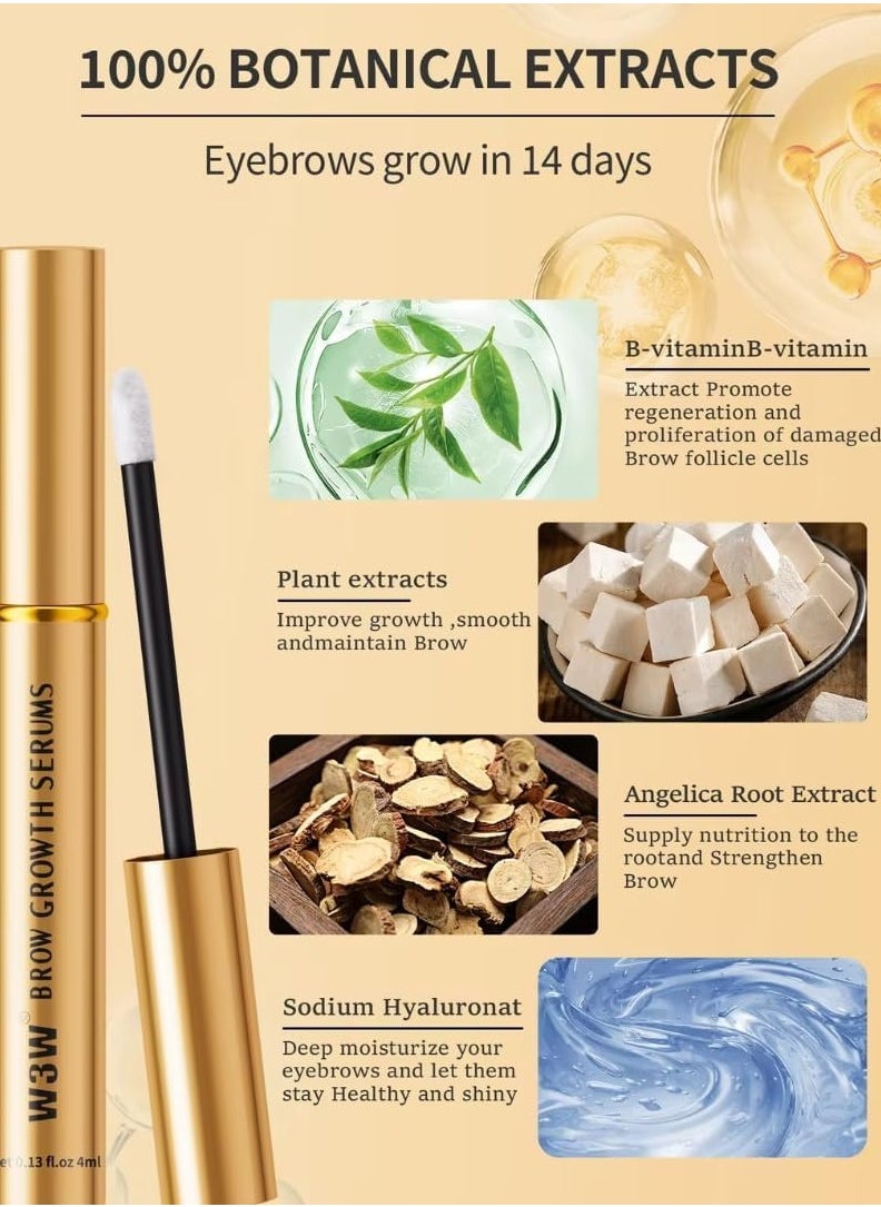 W3W - Eyebrow Enhancing Serum Eyebrow Growth Serum Nourishing Brow Serum Gentle No Irritating Lash Serum Gentle Formula Longer Fuller and Thicker Flexible Lashes Eyebrow Enhancer Serum 4ml - Image 1