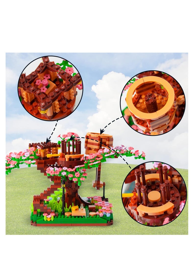 KASTWAVE Mini Cherry Blossom Treehouse Bonsai Tree Building Blocks Set, Sakura Botanical Collection Building Set for Adults, 14+ Teens, Home Decor Accessories, 2008 Pcs  - Image 5
