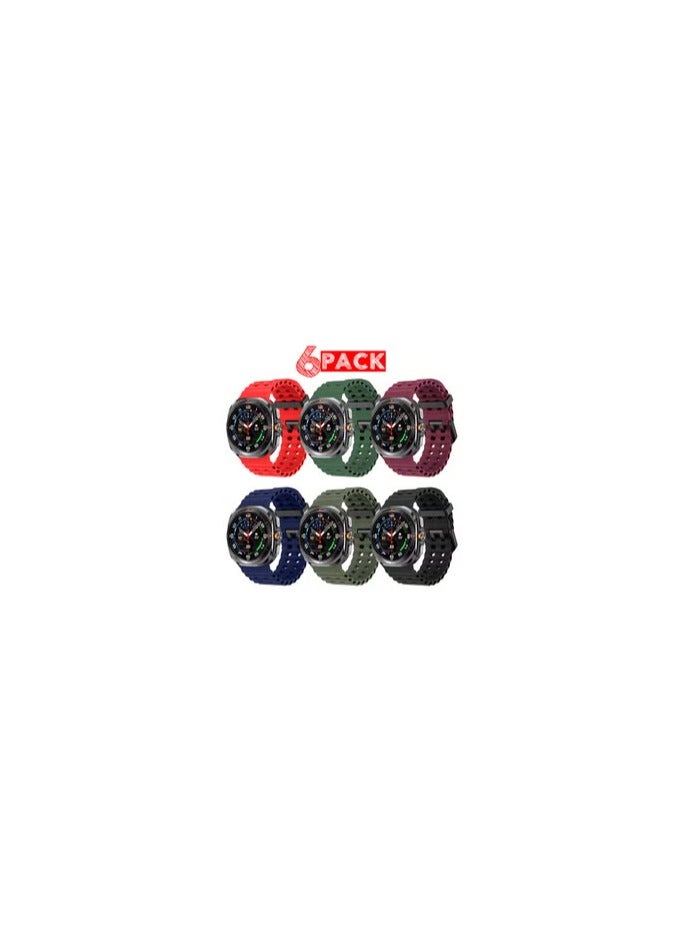 CATANES 6 Pack of Band for Samsung Galaxy Watch 7 Ultra Soft Silicone Adjustable, Sweat-Resistant, and Stylish - Image 2