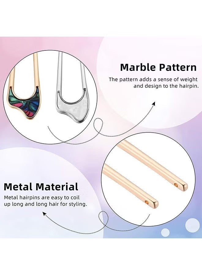 4 Pcs Metal U Shaped Hair Pins, Vintage French Hair Fork for Thick Medium Hair, Hair Pin Hairstyle Chignon for Women Girls (Gold+Silver) - Image 4