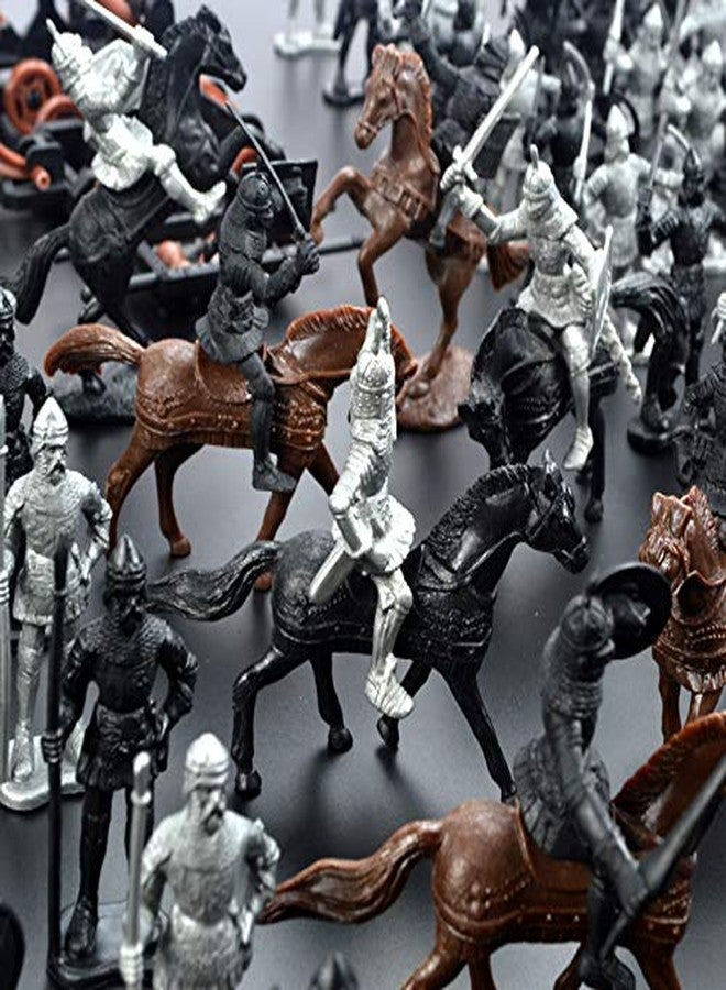 Odowalker 42 Pieces Knight & Horses Soldier Middle Ages Army Infantry Archer Warriors Sword and Shield Swordman Archaic，2-3 Inch - Image 2