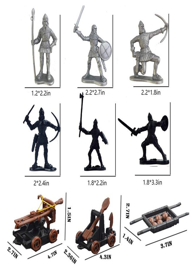 Odowalker 42 Pieces Knight & Horses Soldier Middle Ages Army Infantry Archer Warriors Sword and Shield Swordman Archaic，2-3 Inch - Image 3