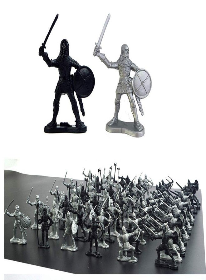 Odowalker 42 Pieces Knight & Horses Soldier Middle Ages Army Infantry Archer Warriors Sword and Shield Swordman Archaic，2-3 Inch - Image 5