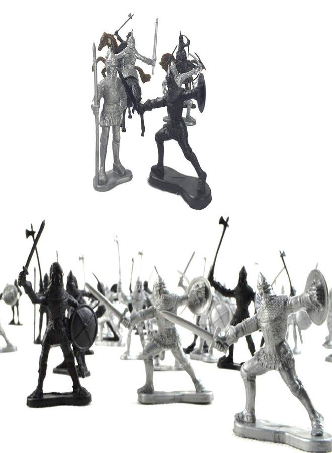 Odowalker 42 Pieces Knight & Horses Soldier Middle Ages Army Infantry Archer Warriors Sword and Shield Swordman Archaic，2-3 Inch - Image 4