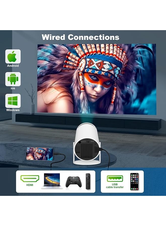 جهاز عرض ألعاب ومسرح منزلي محمول 2 في 1 مع نظام أندرويد مدمج، دعم 4K فائق الدقة، واي فاي - أبيض - Image 4