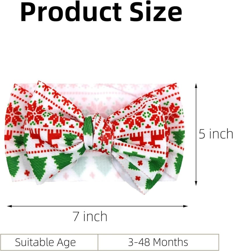 KIDOCHEESE Christmas Baby Headbands with Big Bows - Image 2