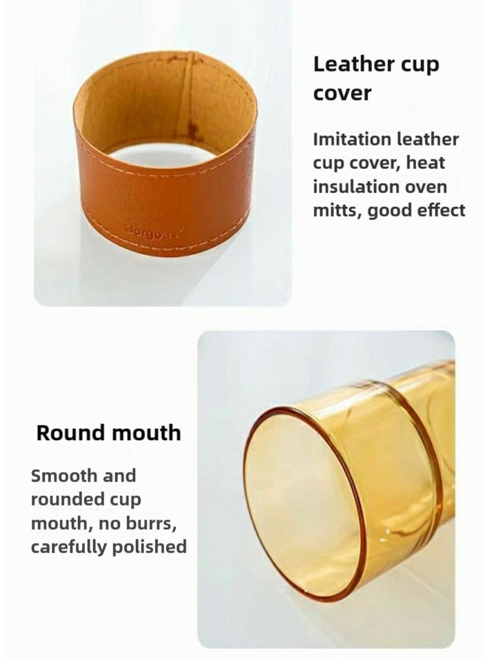 Generic 400ML glass water cup, drinking cup; coffee cup, equipped with 1 straw, anti-scalding and high temperature resistant, very fashionable drinking cup - Image 4