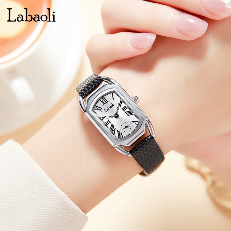 Labaoli "Little Sugar Cube" Roman Numeral Leather Strap Women's Watch - Vintage Fashion Quartz Wristwatch - Image 2
