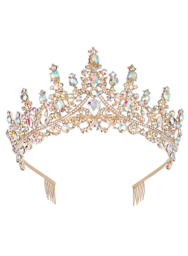 كوسايد تيجان ذهبية من COCIDE للنساء، تيجان للبنات، تاج الملكة والأميرة، تاج حفلات الزفاف، زي الهالوين، إكسسوارات وصيفات العروس، مقاس واحد، ذهبي AB، نوع المشط - Image 1