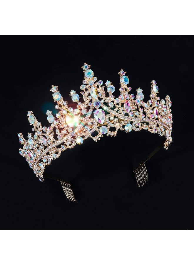 كوسايد تيجان ذهبية من COCIDE للنساء، تيجان للبنات، تاج الملكة والأميرة، تاج حفلات الزفاف، زي الهالوين، إكسسوارات وصيفات العروس، مقاس واحد، ذهبي AB، نوع المشط - Image 5