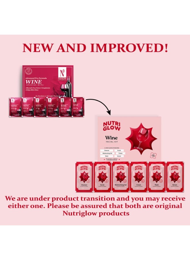 NutriGlow NATURAL'S Advanced Pro Formula Wine Facial Kit For Glowing Skin With Goodness Of Red Grape Extracts, Blemish Free, All Type of Skin Solution for men & women, 60 GM - Image 1