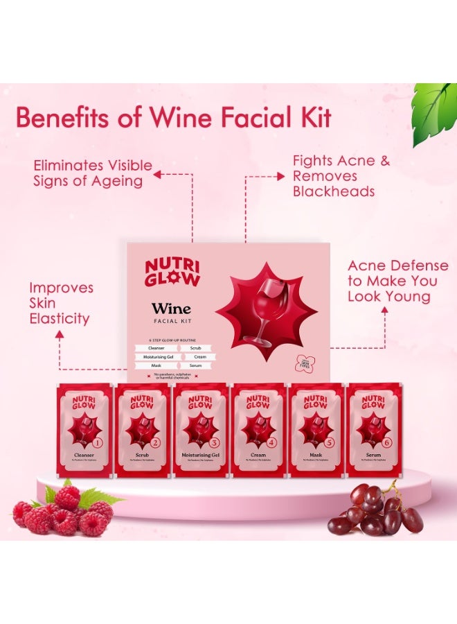 NutriGlow NATURAL'S Advanced Pro Formula Wine Facial Kit For Glowing Skin With Goodness Of Red Grape Extracts, Blemish Free, All Type of Skin Solution for men & women, 60 GM - Image 3
