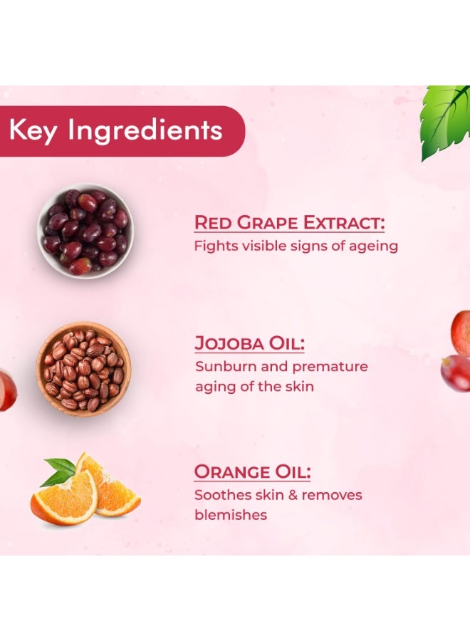 NutriGlow NATURAL'S Advanced Pro Formula Wine Facial Kit For Glowing Skin With Goodness Of Red Grape Extracts, Blemish Free, All Type of Skin Solution for men & women, 60 GM - Image 4