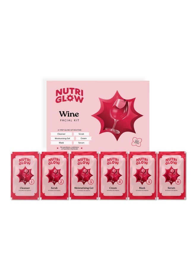 NutriGlow NATURAL'S Advanced Pro Formula Wine Facial Kit For Glowing Skin With Goodness Of Red Grape Extracts, Blemish Free, All Type of Skin Solution for men & women, 60 GM - Image 2