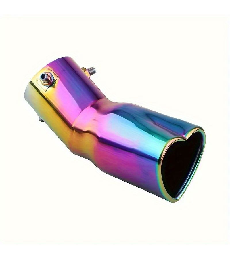 1pc Multicolored 2.5 Inch Stainless Steel Exhaust Tip Heart Shaped Bend Single Outlet Tail Decorative Piece High Quality Car Motorcycle Aftermarket Upgrade Fit Most Vehicles Vehicle Performance Enhancement Sleek Metallic Finish Durable Construction - Image 5