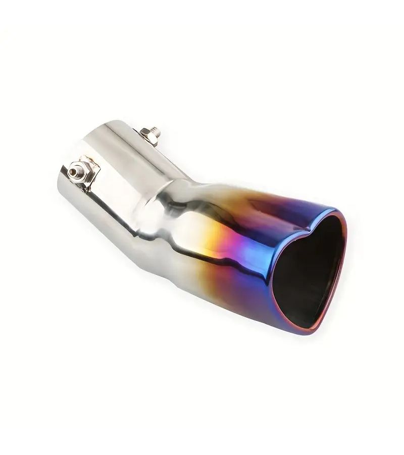 1pc Multicolored 2.5 Inch Stainless Steel Exhaust Tip Heart Shaped Bend Single Outlet Tail Decorative Piece High Quality Car Motorcycle Aftermarket Upgrade Fit Most Vehicles Vehicle Performance Enhancement Sleek Metallic Finish Durable Construction - Image 4