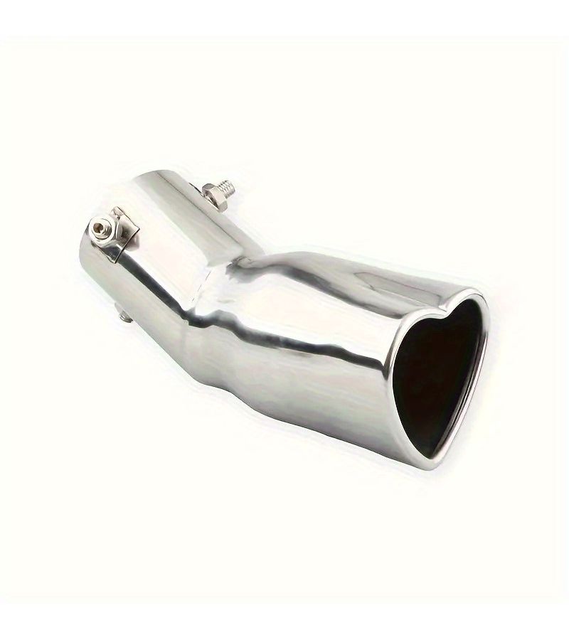1pc Multicolored 2.5 Inch Stainless Steel Exhaust Tip Heart Shaped Bend Single Outlet Tail Decorative Piece High Quality Car Motorcycle Aftermarket Upgrade Fit Most Vehicles Vehicle Performance Enhancement Sleek Metallic Finish Durable Construction - Image 3