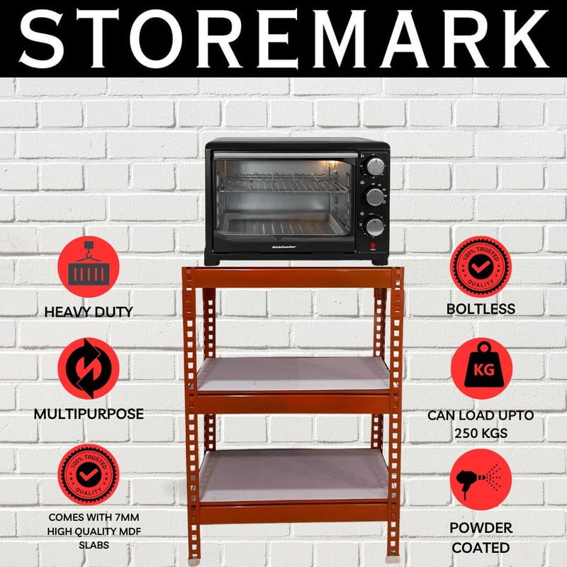 STOREMARK STOREMARK Orange 3Tier Metal RackSize 30X1225X245 Inches Adjustable Engineered Wood Slabs with Powder Coated Body for Home Garrages Offices Kitchen and Industrial Uses  - Image 3
