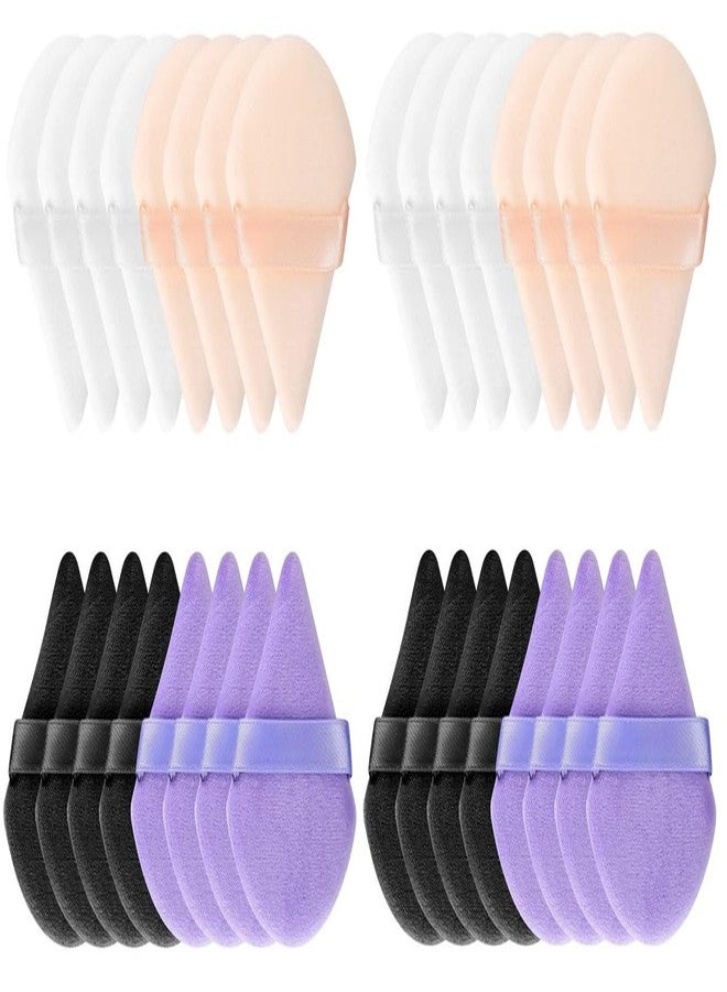 DATNASAYAD 32 Pieces Triangle Cosmetic Loose Powder Puffs Washable Reusable Soft Plush Foundation Sponge for Face Body Wet Dry Makeup Tool- Multicolor Pack of 32 - Image 1