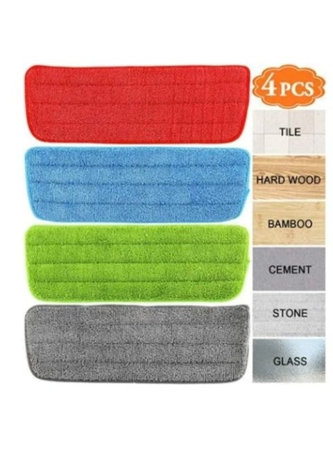 4-Piece Microfiber Spray Mop Replacement Head Set Multicolour 42x14x4cm