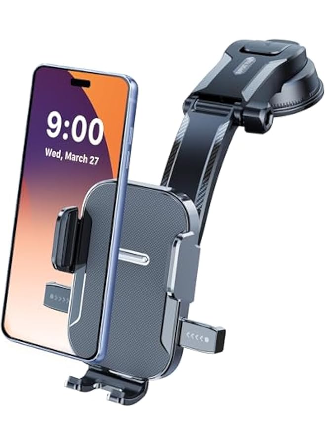 S-TOP Car Phone Holder, Windshield Dashboard Phone Holders, Universal Hands Free Automobile Cell Phone Holder, Stable on Bumpy Roads, Super Powerful Suction, Easy to Install, iPhone Series and Android Phone - Image 1