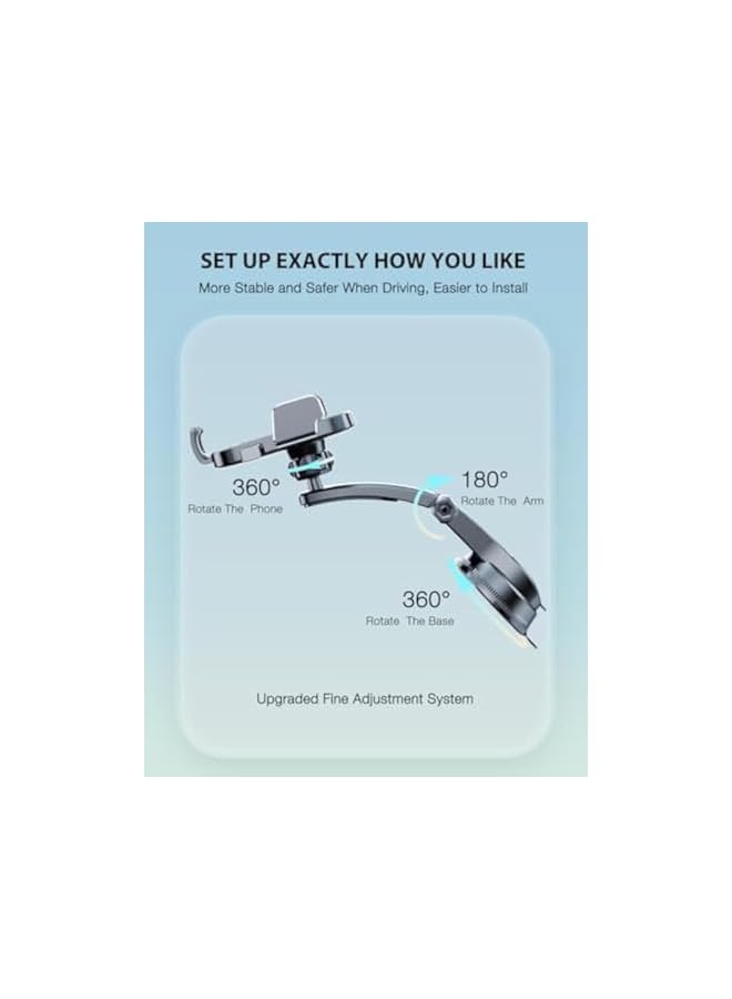 S-TOP Car Phone Holder, Windshield Dashboard Phone Holders, Universal Hands Free Automobile Cell Phone Holder, Stable on Bumpy Roads, Super Powerful Suction, Easy to Install, iPhone Series and Android Phone - Image 4