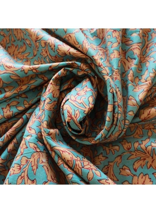 IndiaWeaves Bedsheet and 2 pillow covers orange and light blue printed - Image 3