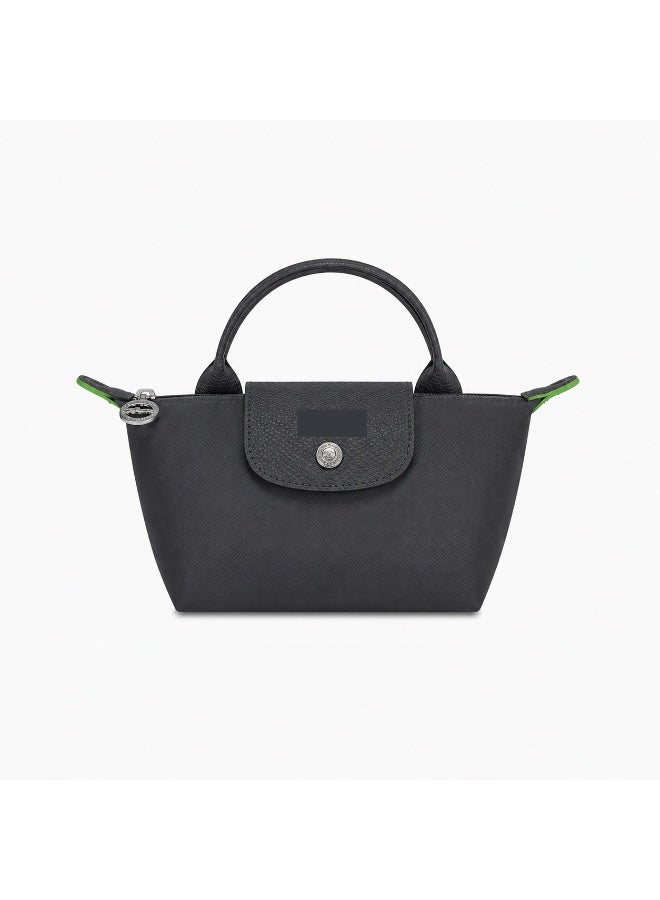 Mini Handbag, Water-Resistant Textile, Foldable Top Handle, Dark Grey