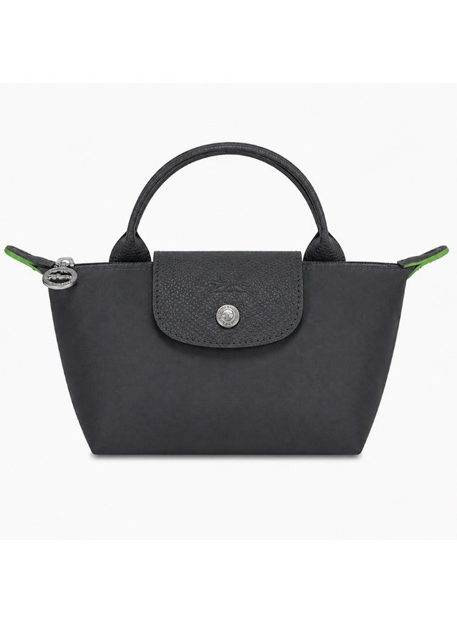 Longchamp Eco Tone Mini Handbag, Water-Resistant Textile, Foldable Top Handle, Dark Grey - Image 1