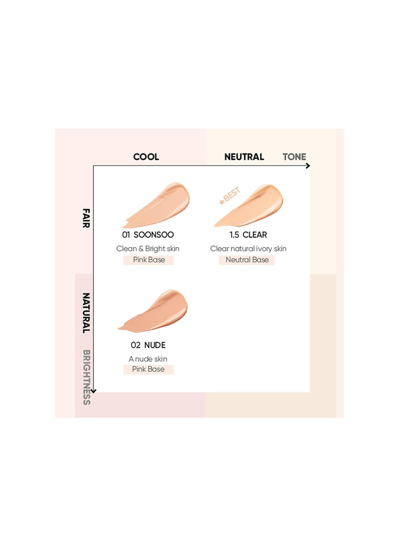 Amuse Dew Jelly Vegan Cushion Foundation Glow 1.5 CLEAR 15g  - Image 4