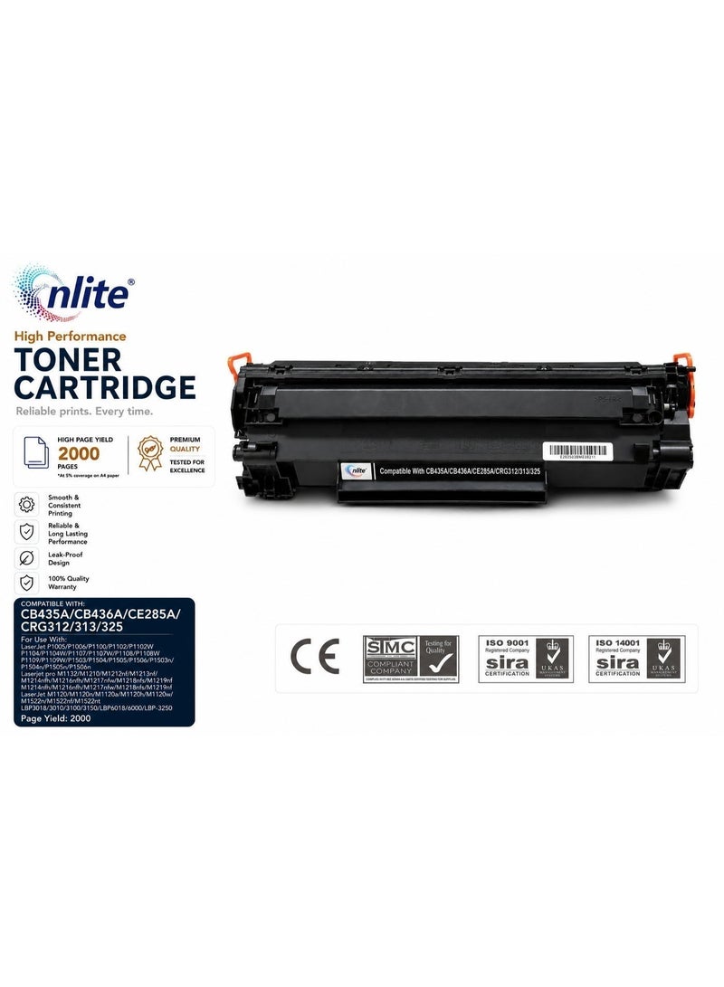إنلايت 85A/36A/35A/325/312/313 Enliteخرطوشة حبر ليزر أسود عالية الجودة  متوافقة مع طابعات: CE285A / CB435A / CB436A / CRG325 / CRG313 / CRG312 - Image 2