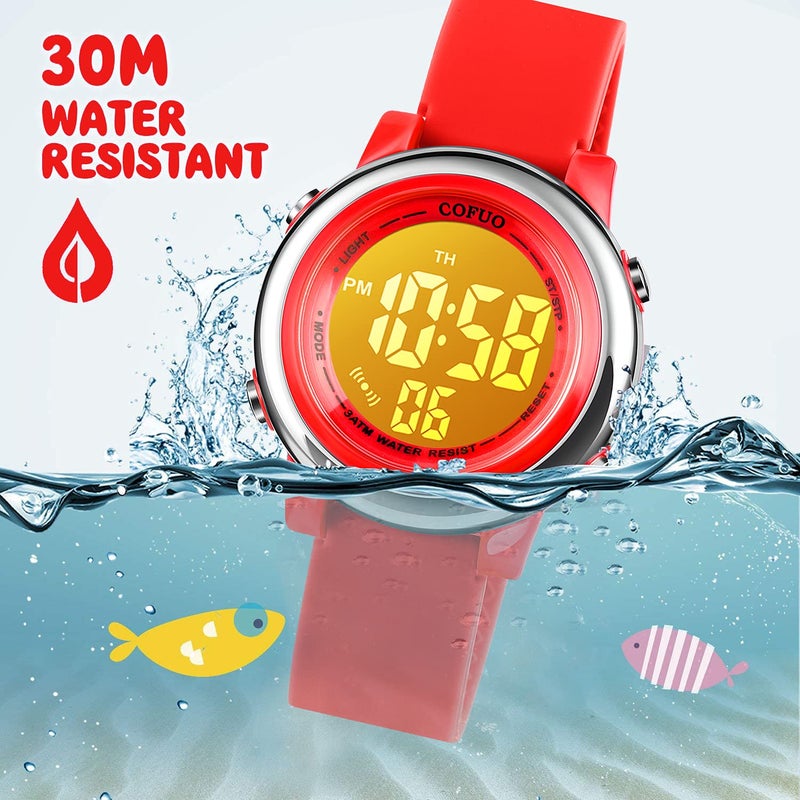 cofuo Kids Digital Sport Waterproof Watch for Girls Boys, Kid Sports Outdoor LED Electrical Watches with Luminous Alarm Stopwatch Child Wristwatch - Image 4