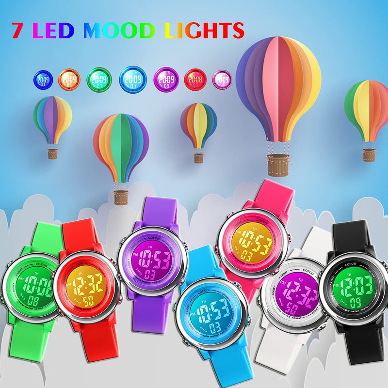 cofuo Kids Digital Sport Waterproof Watch for Girls Boys, Kid Sports Outdoor LED Electrical Watches with Luminous Alarm Stopwatch Child Wristwatch - Image 2