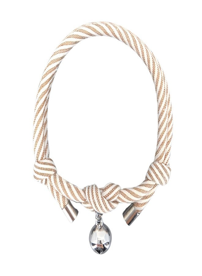 ChurroPet Cat Collar with Bell, Cute Adjustable Cotton Kitten Collar, Soft Lightweight Slip On Collar for Indoor Cats, Handmade in California (Beige Stripe) - Image 1