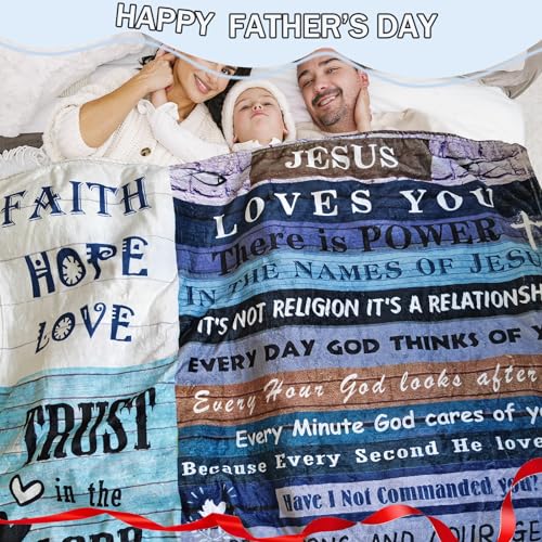 AUIVTY Christian Blanket Birthday Gifts for Women Men, Inspirational Scripture Throw Blanket with Bible Verse Religious Gifts (Navy, 40x50 inch, Navy Letter) - Image 5