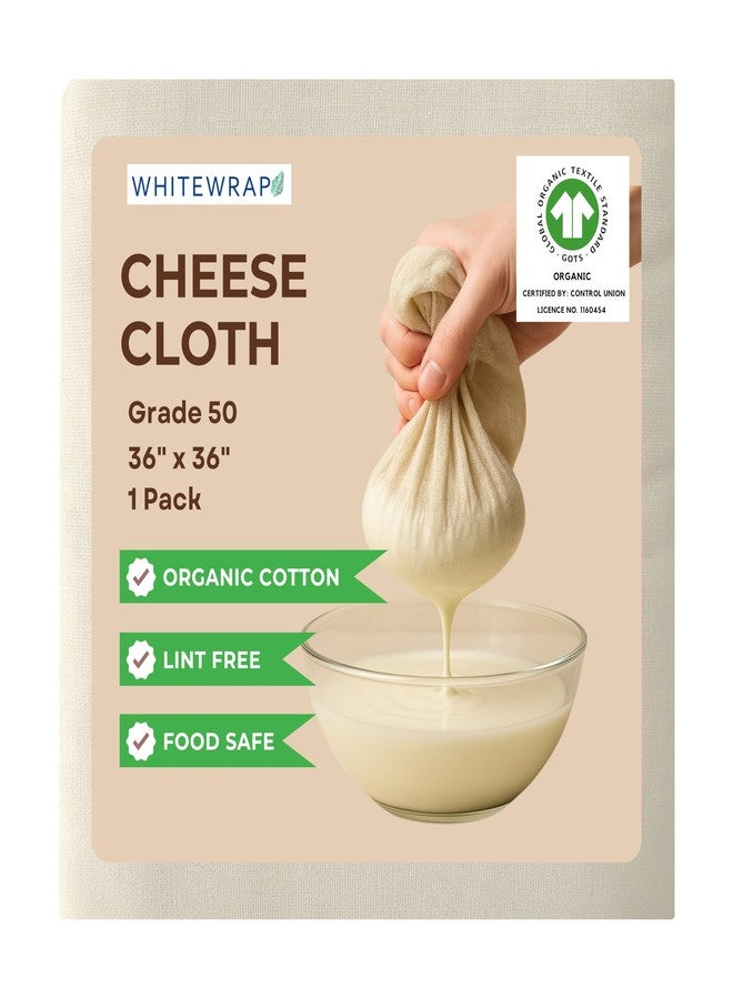 Whitewrap Cheesecloth | Nut Milk Bag, Reusable Straining | Cotton Unbleached Butter Muslin cloth for Cooking, Yogurt, Juicing| Cheese Cloth for Crafts (Grade 50 Pack of 1) - Image 1
