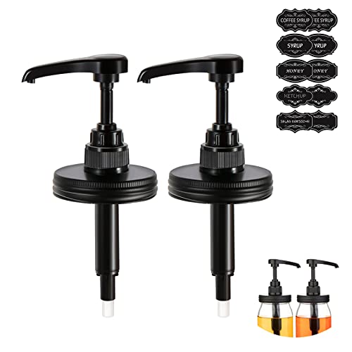 Watsango 2 Packs Mason Jar Syrup Dispenser, Coffee Syrup Dispenser for Regular Mouth Mason Jar, Food Grade Rustproof Plastic Pump for Syrup, Honey, Liquid Condiments, Ketchup, Coffee Syrup and More - Image 1