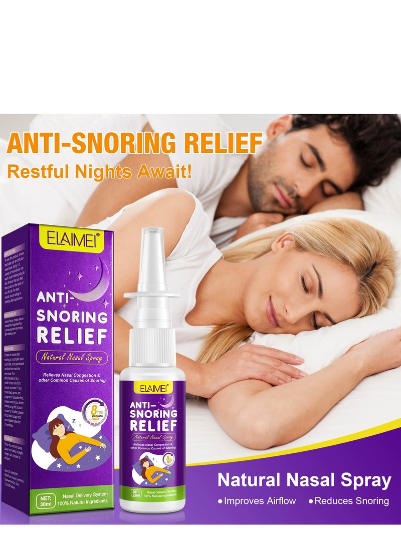 Elaimei - Anti Snoring Nose Spray, Anti Snoring Device, Natural Stop Snoring Spray, Nasal Spray for Intake Breathing, Effective Snoring Relief, Improves Breathing, No Pain Anti Snoring Solution, 30 ml - Image 1