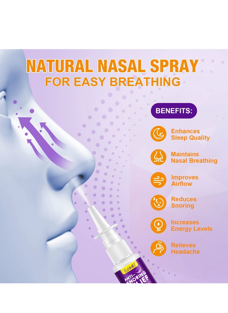 Elaimei - Anti Snoring Nose Spray, Anti Snoring Device, Natural Stop Snoring Spray, Nasal Spray for Intake Breathing, Effective Snoring Relief, Improves Breathing, No Pain Anti Snoring Solution, 30 ml - Image 1