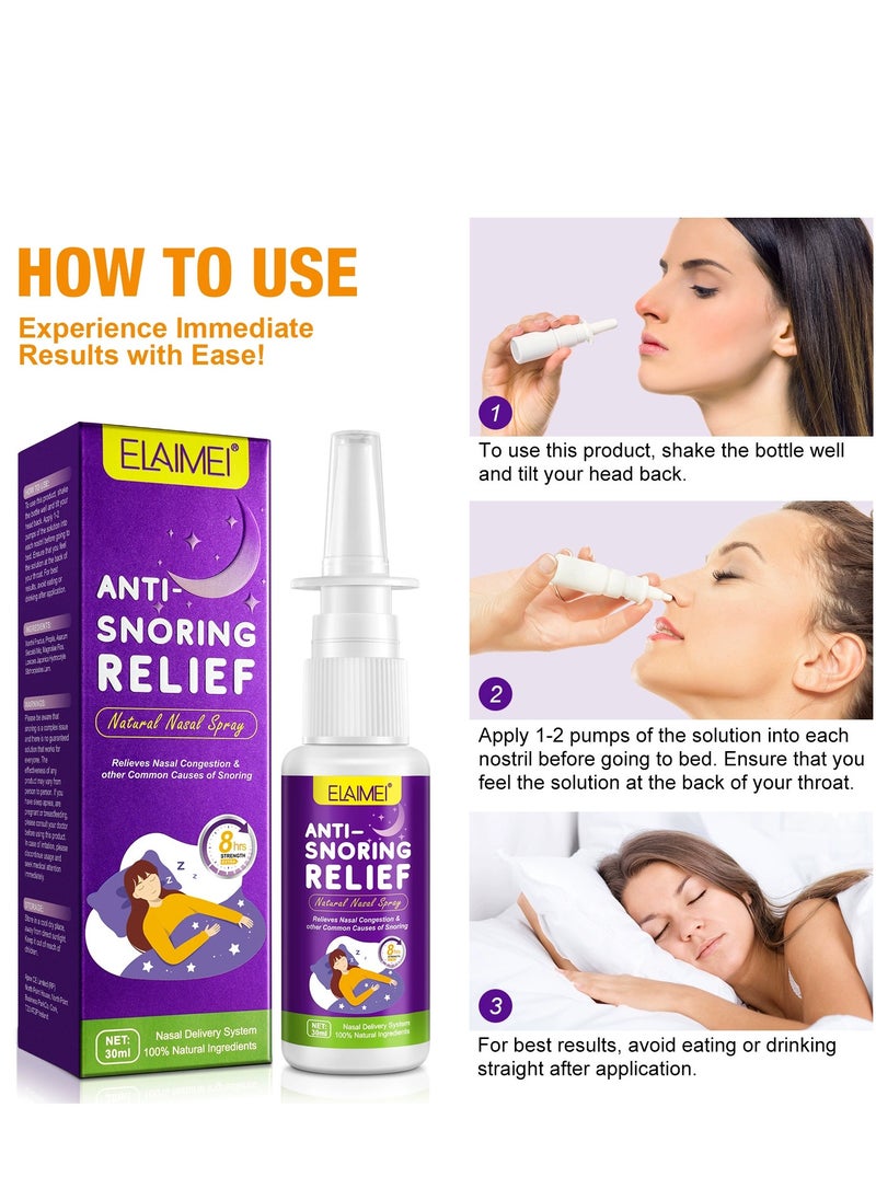 Elaimei - Anti Snoring Nose Spray, Anti Snoring Device, Natural Stop Snoring Spray, Nasal Spray for Intake Breathing, Effective Snoring Relief, Improves Breathing, No Pain Anti Snoring Solution, 30 ml - Image 1