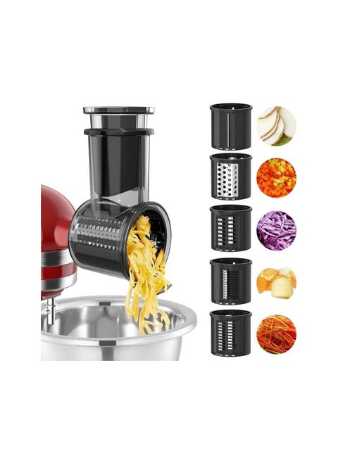 Slicer Shredder Attachment for KitchenAid Stand Mixer, Cheese Grater Attachment, Salad Maker Accessories Vegetable Chopper Slicer with 5 Replacement Blades