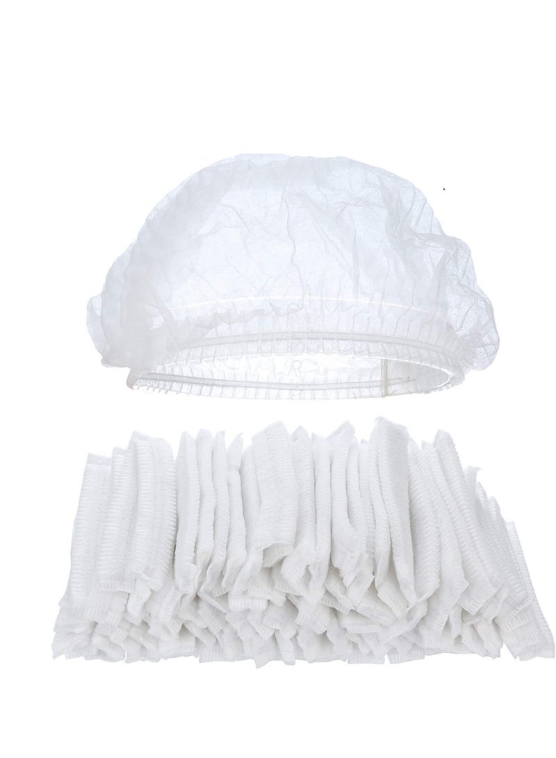 SAQOWARE 100 Peice Disposable Hair Net/Mob Caps/Hair Caps-White with elastic stretch band Polypropylene Hats - Image 1
