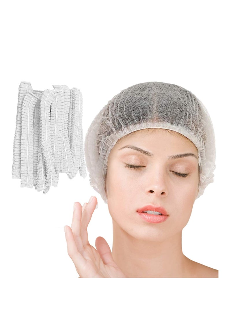 SAQOWARE 100 Peice Disposable Hair Net/Mob Caps/Hair Caps-White with elastic stretch band Polypropylene Hats - Image 2