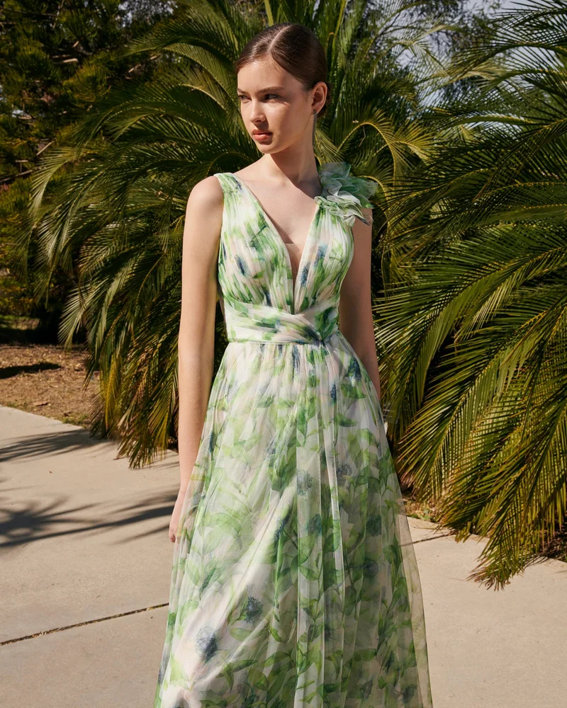 روسا كلارا Aire Barcelona Tulle Long Cocktail Dress