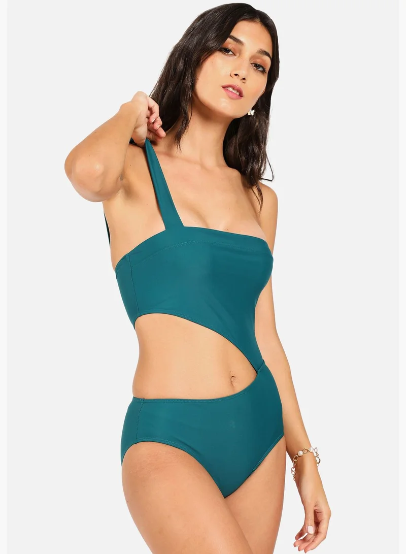 Haute Sauce One Shoulder Cut Out One Piece Swimsuit