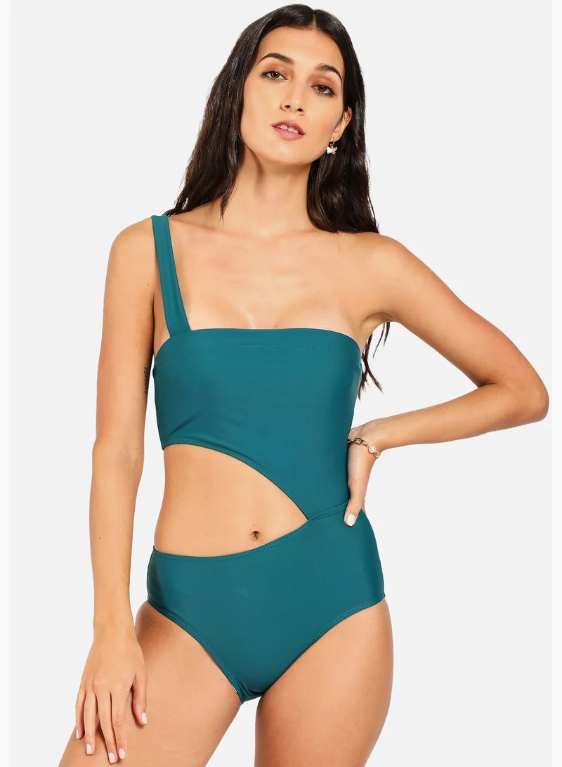 Haute Sauce One Shoulder Cut Out One Piece Swimsuit