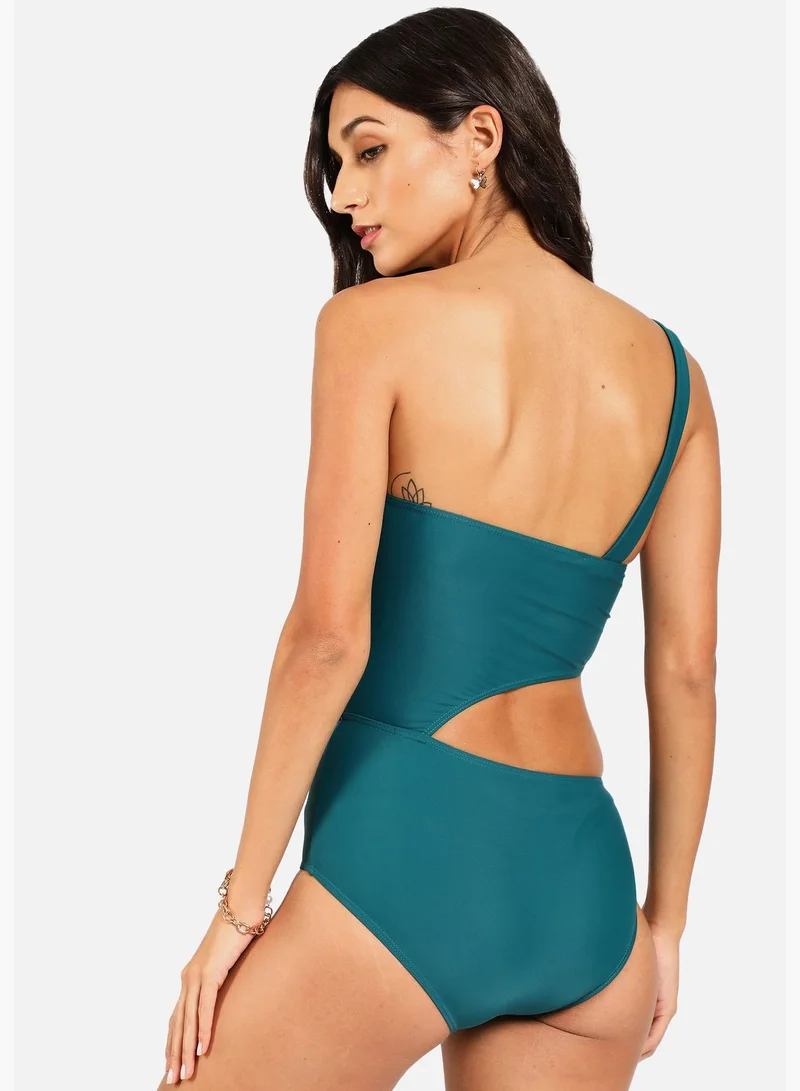 Haute Sauce One Shoulder Cut Out One Piece Swimsuit