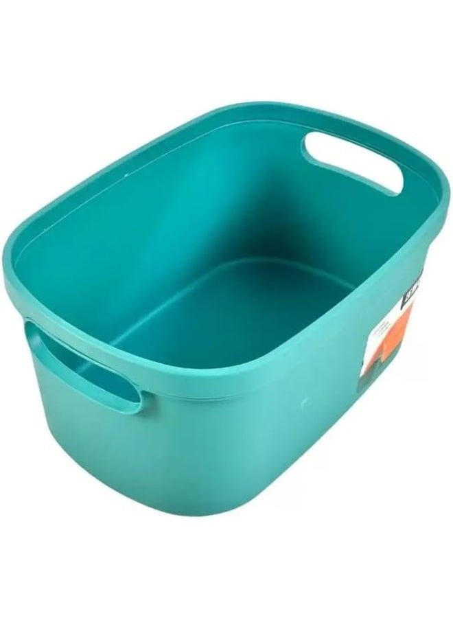 Day To Day Multipurpose Plastic Desktop Storage Bin With Handle And Lid, Durable Basket Cabinet Organizer- Green - Image 2