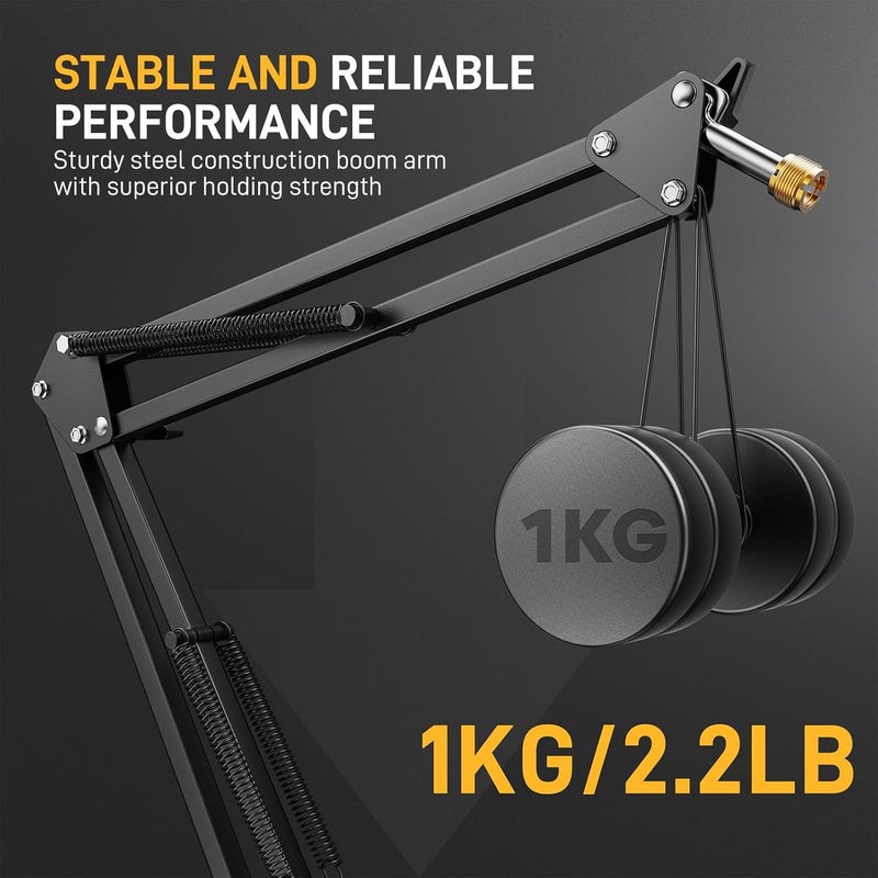 Maono AU-B01 Microphone Stand with Suspension Boom Scissor Arm - Image 4